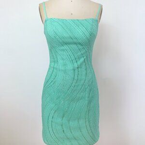 Handmade Fresh Mint Green Wave Mini Dress